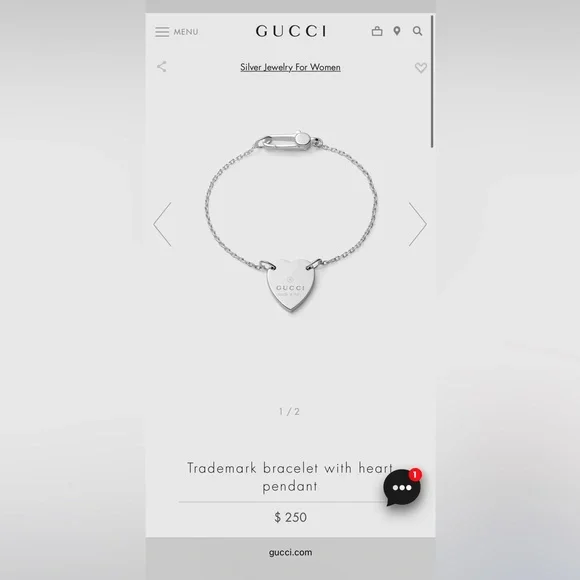 Gucci trademark bracelet with heart pendant